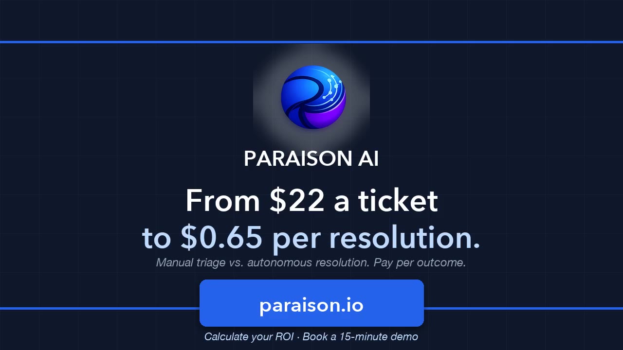Paraison AI trailer — from $22 a ticket to $0.65 per resolution